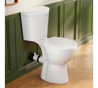 Simple Project Toilettes à sortie arrière de 48,3 cm de haut, double chasse d'eau 0,6 l/min, toilettes hautes rondes à décharge arrière avec siège confortable à fermeture douce et tuyau d'extension -