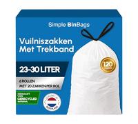 Simple Sacs poubelle 23-30L - Fabriqué aux Pays-Bas - Convient pour Brabantia Code G - 120 pièces - 6 rouleaux x 20 sacs poubelle