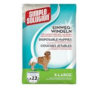Simple Solution Couches Jetables Chienne XL - 12U | Couches super absorbantes et anti-fuites avec témoin d'humidité pour chiennes. Ajustement parfait.