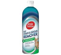 Simple Solution Détachant et Désodorisant pour Chats Flip Top 1L | Nettoyant enzymatique contre urine, selles et vomi de chat/animaux. Agit en 15 min