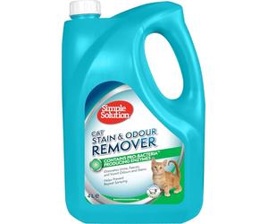 Simple Solution Nettoyant taches et odeurs pour chats, 4 litres | Nettoyant enzymatique contre urine, selles, vomi de chat et autres animaux en 15 min.