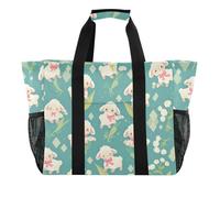 Simple Spring Sheep Mouton Sac fourre-tout rétro pliable avec compartiments et poignées, simple printemps mouton mignon rétro, 1 size, Tendance