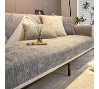 Simple Striped Chenille Anti Scratch Couch Cover, Soft Chenille Sofa Couch Cover, Solid Colour Non-Slip Sofa Covers, Washable Furniture Protector Couch Cover. (90 * 120cm/35.4 * 47.2in, Light Grey)