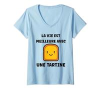Simple Tartines de pain mignon drôle Humour Tartine T-Shirt avec Col en V