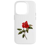 Simple Tige Rouge Rose isolée Vector Art Coque pour iPhone 14 Pro