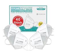 Simplecase - 40x Masques FFP2 - Certifiés CE 0598, Norme EN149:2001+A1:2009, 5 Couches, Sans Valve, 40 Pièces