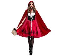 Simplecc Costume de petit chaperon rouge pour femme avec cape, Rouge, 6-8