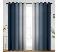 SimpleHome Lot de 2 Rideaux occultants ombrés pour Chambre à Coucher, Bleu Marine dégradé à Gris Blanc, Rideaux de fenêtre à Isolation Thermique avec œillets pour Salon, 157,5 x 243,8 cm de Long