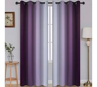 SimpleHome Lot de 2 Rideaux occultants ombrés pour Chambre à Coucher, Violet dégradé à Gris et Blanc, Rideaux de fenêtre à Isolation Thermique avec œillets pour Salon, 132,1 x 213,4 cm de Long