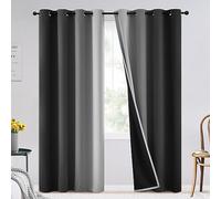 SimpleHome Lot de 2 Rideaux ombrés 100% occultants pour Chambre à Coucher et Salon - Rideaux à Isolation Thermique avec œillets pour Salon, Noir et Blanc grisâtre, 132,1 x 213,4 cm de Long