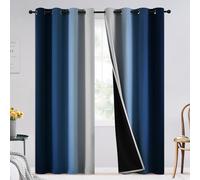 SimpleHome - Rideaux bleus ombrés 100 % occultants pour chambre à coucher de 228,6 cm de long, rideaux à œillets à isolation thermique pour salon, rideaux assombrissant la pièce, 2 panneaux, 132 x