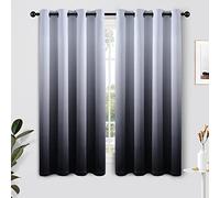 SimpleHome Rideaux ombrés de 132,1 x 160 cm pour Chambre à Coucher, 2 Panneaux, dégradé Gris Blanc à Noir, bloquant la lumière, Isolation Thermique avec œillets, Rideaux de fenêtre occultants pour