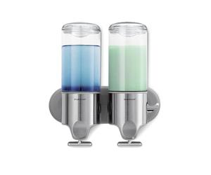 simplehuman BT1028 Pompes murales Double 444 ML x 3, Distributeur de Savon Mural pour Douche, Salle de Bain, Acier Inoxydable brossé