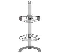 simplehuman BT1064 rangement de douche en coin, serviteur de douche, étagère de douche salle de bain d'angle, sans percage, étagères réglables, acier inoxydable + aluminium anodisé