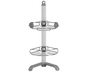 simplehuman BT1064 rangement de douche en coin, serviteur de douche, étagère de douche salle de bain d'angle, sans percage, étagères réglables, acier inoxydable + aluminium anodisé