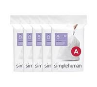 simplehuman Code A 150 Sacs Poubelle sur Mesure, 4,5 L Blanc | Plastique 50% PCR, Sacs avec Cordon de Serrage, Distribution Un par Un Sans Désordre, Extra Épais et Double Couture