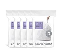 simplehuman Code D sacs poubelle sur mesure, 5 x paquet de 20 (100 sacs), plastique blanc