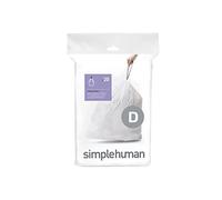 simplehuman, code D, sacs poubelle sur mesure, paquet de 20, plastique blanc