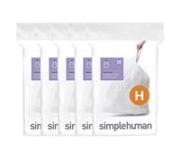 simplehuman Code H Lot de 100 sacs poubelle avec cordon de serrage en paquets distributeurs, 30 à 35 litres, blanc