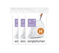 simplehuman Code H Lot de 60 sacs poubelle avec cordon de serrage Transparent 30-35 l