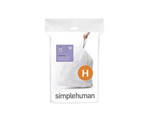 simplehuman, code H, sacs poubelle sur mesure, paquet de 20, plastique blanc