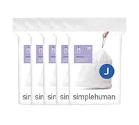 simplehuman Code J 100 Sacs Poubelle sur Mesure, 30-45 L Blanc | Plastique 50% PCR, Sacs avec Cordon de Serrage, Distribution Un par Un Sans Désordre, Extra Épais et Double Couture