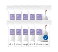 simplehuman Code J Lot de 200 sacs poubelle à cordon avec cordon de serrage, 30 à 45 litres, blanc