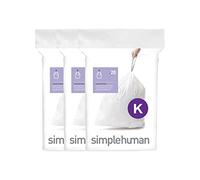 simplehuman Code K 60 Sacs Poubelle sur Mesure, 30-45 L Blanc | Plastique 50% PCR, Sacs avec Cordon de Serrage, Distribution Un par Un Sans Désordre, Extra Épais et Double Couture