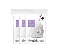 simplehuman, code L, sacs poubelle sur mesure, 3 x paquet de 20 (60 sacs), plastique blanc