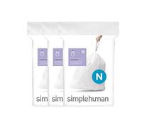 simplehuman Code N 60 Sacs Poubelle sur Mesure, 40-50 L Blanc | Plastique 50% PCR, Sacs avec Cordon de Serrage, Distribution Un par Un Sans Désordre, Extra Épais et Double Couture