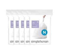 simplehuman Code N Lot de 100 sacs poubelle avec cordon de serrage, 45 à 50 litres, blanc