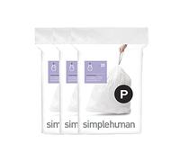 simplehuman Code P 60 Sacs Poubelle sur Mesure, 50-60 L Blanc | Plastique 50% PCR, Sacs avec Cordon de Serrage, Distribution Un par Un Sans Désordre, Extra Épais et Double Couture