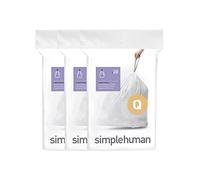 simplehuman Code Q 60 Sacs Poubelle sur Mesure, 50-65 L Blanc | Plastique 50% PCR, Sacs avec Cordon de Serrage, Distribution Un par Un Sans Désordre, Extra Épais et Double Couture