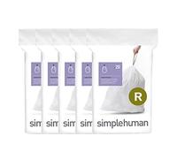 simplehuman Code R 100 Sacs Poubelle sur Mesure, 9-10 L Blanc | Plastique 50% PCR, Sacs avec Cordon de Serrage, Distribution Un par Un Sans Désordre, Extra Épais et Double Couture