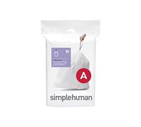 simplehuman CW0160 code A, sacs poubelle sur mesure, paquet de 30, plastique blanc