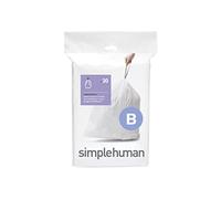 simplehuman CW0161 code B, sacs poubelle sur mesure, paquet de 30, plastique blanc