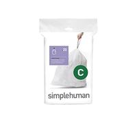 simplehuman CW0162 code C, sacs poubelle sur mesure, paquet de 20, plastique blanc