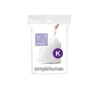 Simplehuman Sacs poubelle sur mesure CW0171 Code K – Paquet de 20, plastique blanc