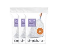 simplehuman CW0286 code H, sacs poubelle sur mesure, 3 x paquet de 20 (60 sacs), plastique transparent