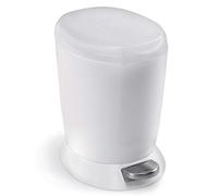 simplehuman CW1318 poubelle ronde à pédale, petite poubelle de salle de bain bureau chambre, plastique blanc, 6 litres