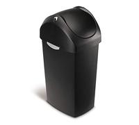 simplehuman CW1336 poubelle à couvercle basculant, plastique noir, 40 litres