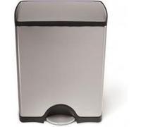 SIMPLEHUMAN CW1816 POUBELLE RECTANGULAIRE À PÉDALE, ACIER INOX BROSSÉ ANTI-TRACES 50 L G