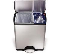 SIMPLEHUMAN CW1830 POUBELLE DE RECYCLAGE RECTANGULAIRE À PÉDALE, ACIER INOX BROSSÉ 30 / 16 L G