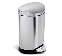 simplehuman CW1834CB poubelle demi-lune à pédale, petite poubelle de salle de bain bureau chambre, acier inoxydable brossé, 6 litres