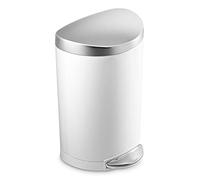 simplehuman CW1867 poubelle demi-lune à pédale, petite poubelle de salle de bain bureau chambre, acier blanc, 10 litres