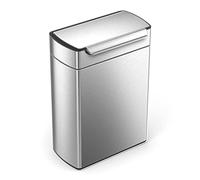 simplehuman CW2018 poubelle de recyclage à touch-bar, poubelle de cuisine, tri selectif 2 bacs, double compartiments, acier inoxydable brossé, 48 litres (24/24)