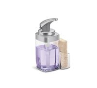 simplehuman KT1189 pompe carrée 650 ml avec rangement porte éponge, distributeur de savon liquide, nickel brossé