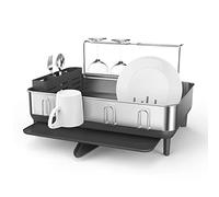 simplehuman KT1181 égouttoir à cadre en acier, égouttoir à vaisselle de cuisine, gris, acier inoxydable brossé