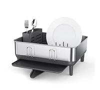 simplehuman KT1184DC compact égouttoir à cadre en acier, égouttoir à vaisselle de cuisine, gris, acier inoxydable brossé