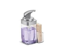 simplehuman KT1189 pompe carrée 650 ml avec rangement porte éponge, distributeur de savon liquide, nickel brossé